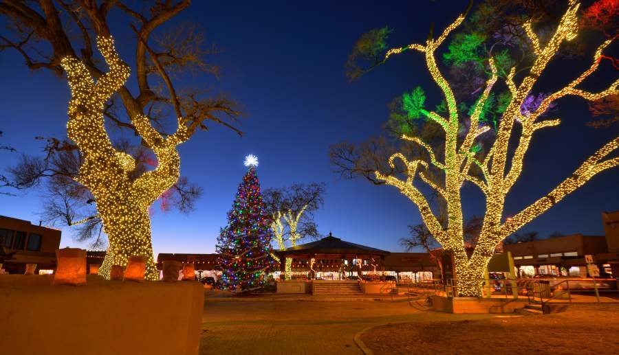 Christmas tree at the Taos, New Mexico Historic Plaza
